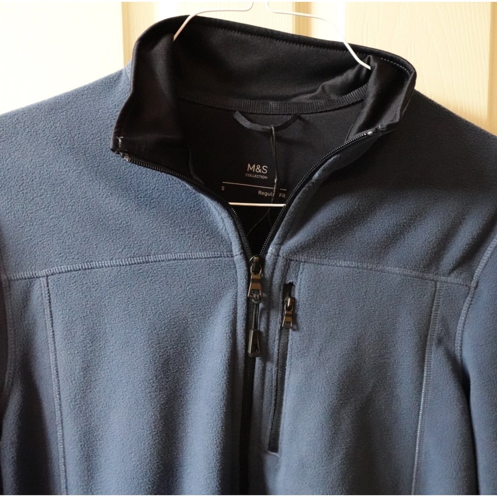 Marks and Spencer Mens Fleece Full Zip Jacket‎ Denim Blue Small T28 2409M - Picture 2 of 8